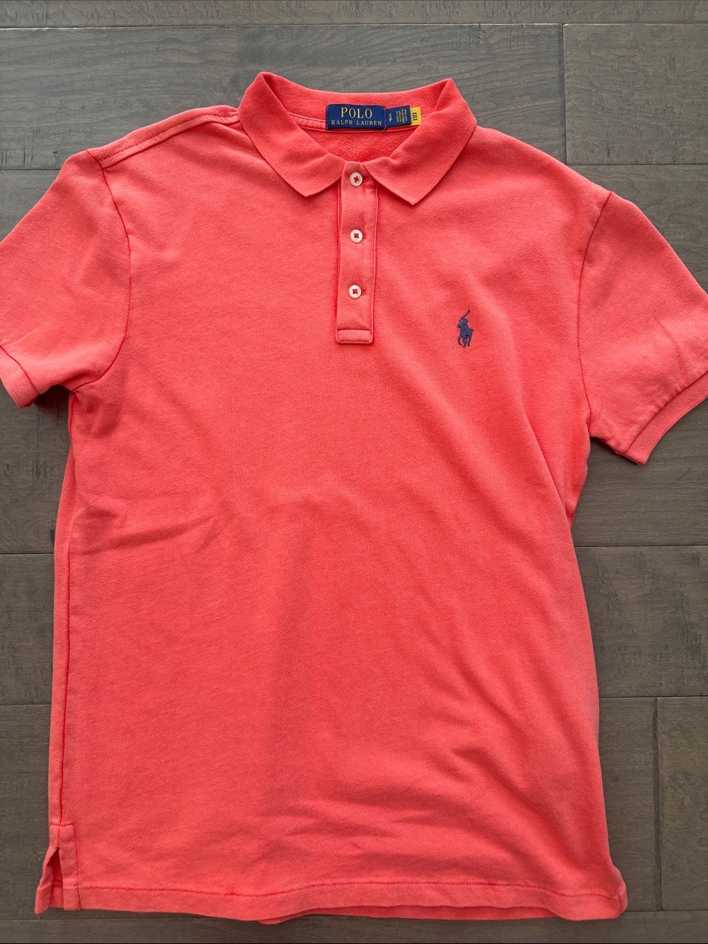 Polo by Ralph Lauren Men’s Coral Pink Polo with Navy Pony